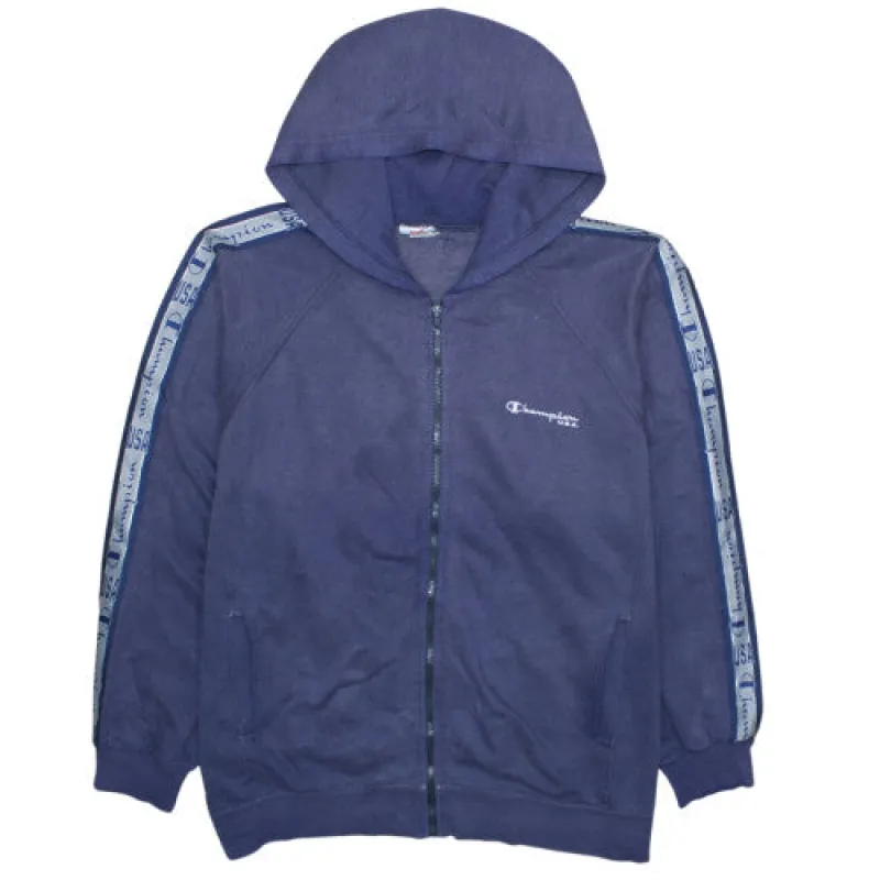 Champion XXL 90s Vintage Purple Hoodie Full Zip Embroidered Logo made by Champion