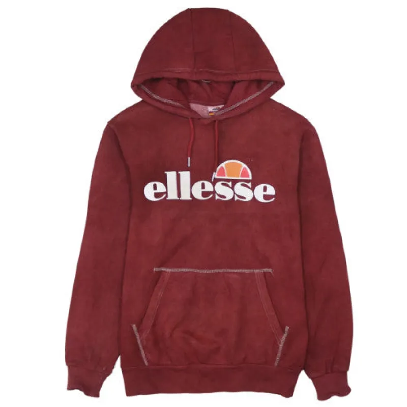 Ellesse Women’s Medium Red Vintage 90's Spellout Pullover Hoodie made by Ellesse