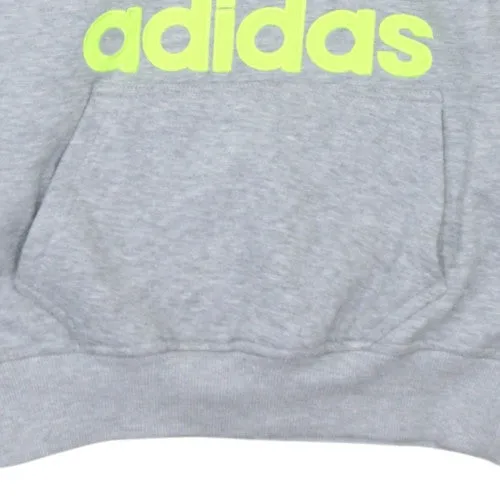 Adidas 90s Grey Neon Trefoil Pullover Hoodie Small Men's Vintage sold by Vintage Club product image thumbnail 4