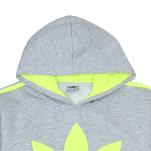 Adidas 90s Grey Neon Trefoil Pullover Hoodie Small Men's Vintage sold by Vintage Club product image thumbnail 3