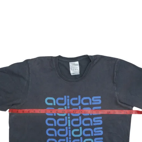 Adidas Men's 90's Crew Neck Black T-Shirt Medium, Blue Logo, Vintage sold by Vintage Club product image thumbnail 5