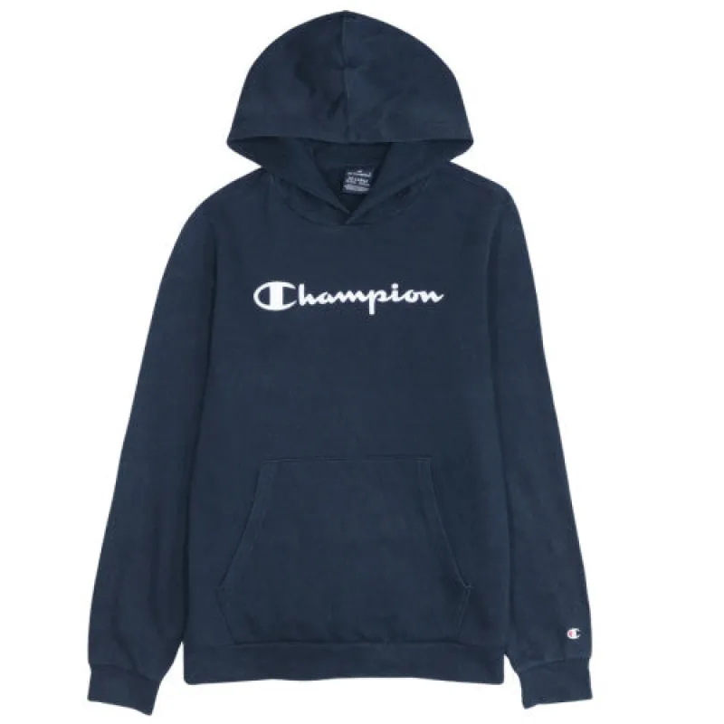 Champion 90's Navy Blue XXLarge Hoodie Women’s Spellout Pullover sold by Vintage Club