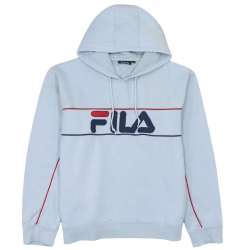 Fila 90's XLarge Blue Spellout Pullover Hoodie - Men’s Embroidered made by Fila