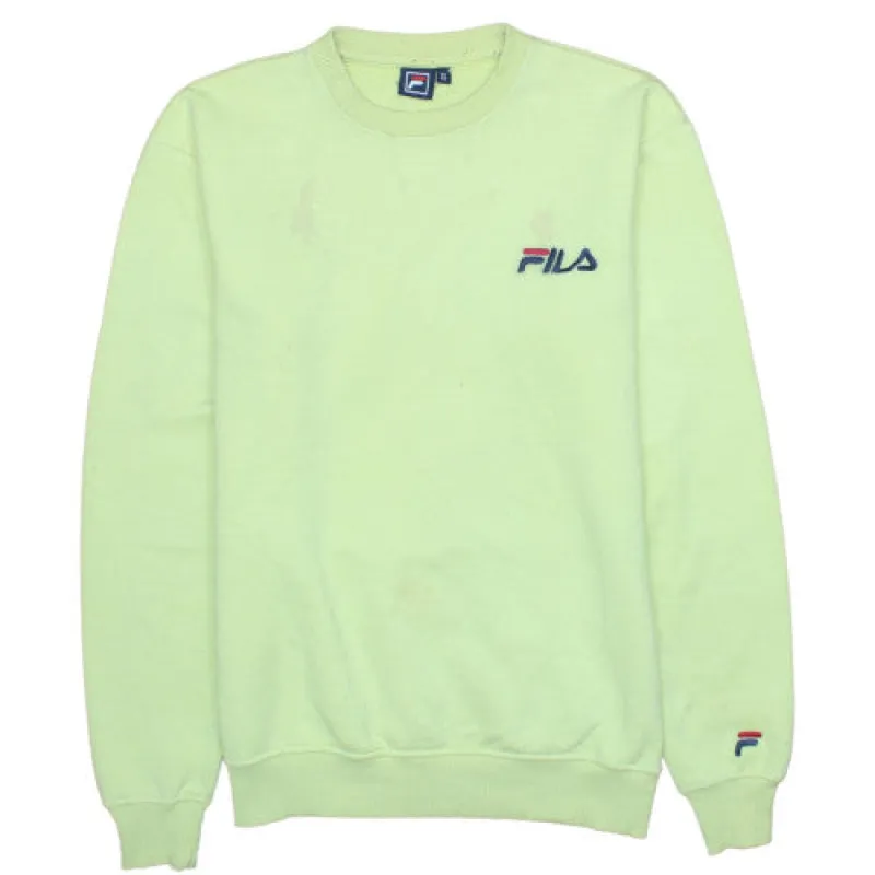 Fila 90's Lightweight Crew Neck Sweatshirt Small Lime Green Jumper made by Fila