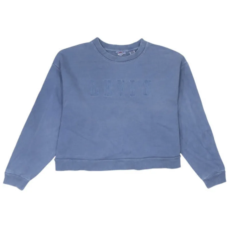 Levi's Women's Spellout Crop Sweatshirt 90s Vintage Medium Blue Jumper sold by Vintage Club