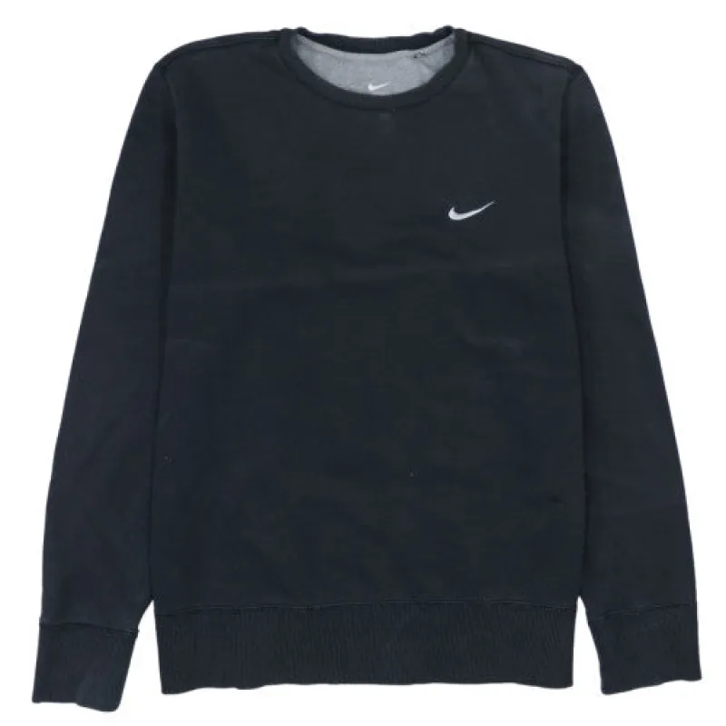 Nike 90's Black Large Swoosh Crewneck Sweatshirt Men’s Fleece Top made by Nike