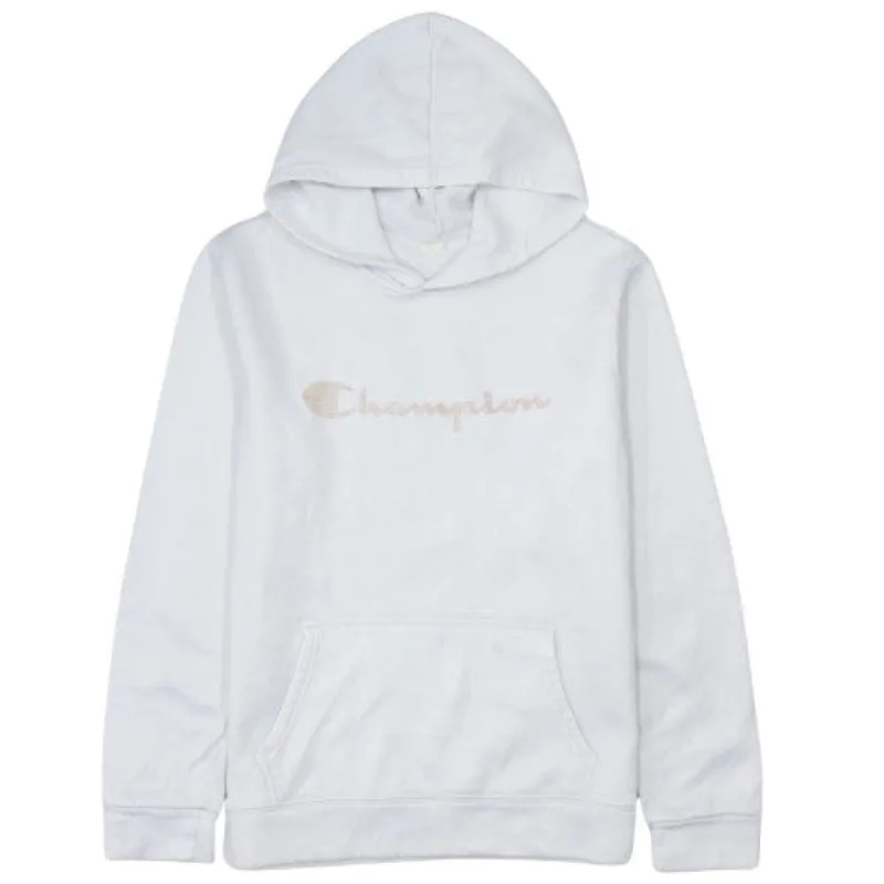 Champion 90's White Spellout Women's Large Pullover Hoodie Fleece sold by Vintage Club