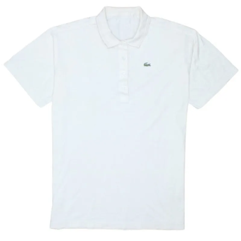 Lacoste White Polo Shirt Men's Small Embroidered Croc Logo Short Sleeve Cotton Top sold by Vintage Club