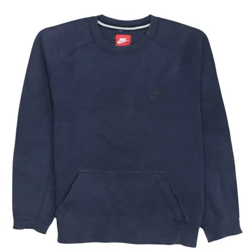 Nike Navy Blue Sweatshirt Men's Large Embroidered Chest Logo Front Pocket Pullover Jumper sold by Vintage Club