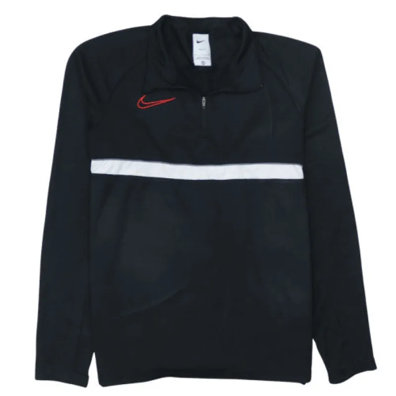 Nike Black Quarter Zip Sweatshirt Women's Small Red Swoosh White Stripe Pullover Top sold by Vintage Club
