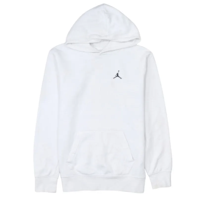 Jordan White Hoodie Women’s XLarge Embroidered Jumpman Logo Front Pocket Pullover Sweatshirt sold by Vintage Club