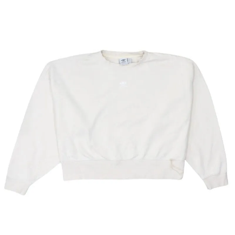 Adidas Cream Sweatshirt Women's XXLarge Embroidered Trefoil Logo Crewneck Pullover Top made by Adidas