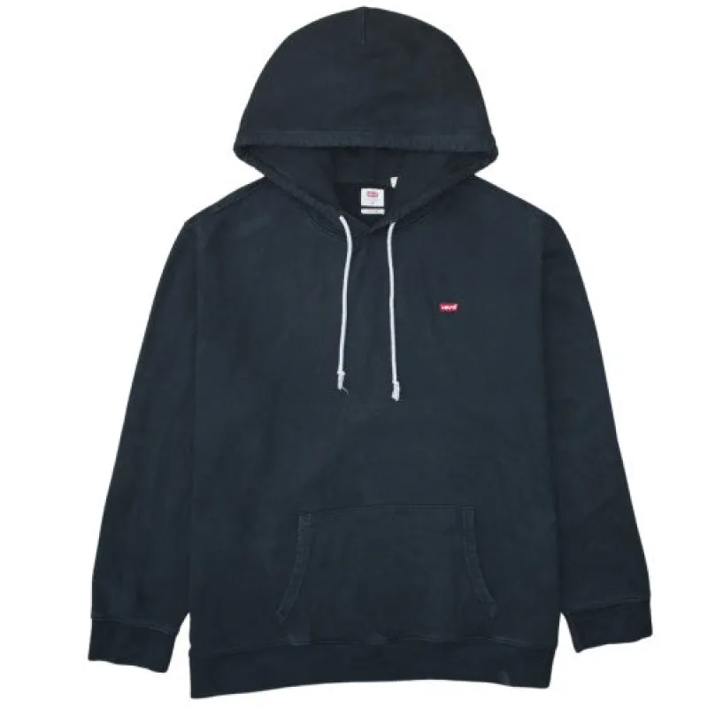 Levi's Black Hoodie Men's XXLarge Embroidered Chest Logo Drawstring Pocket Pullover Sweatshirt sold by Vintage Club
