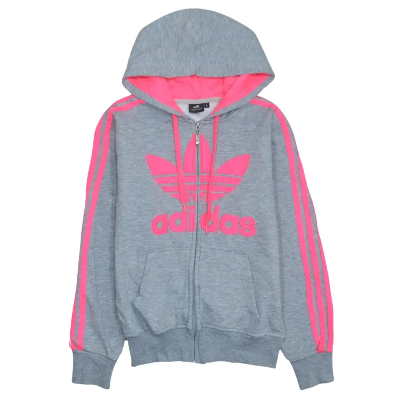 Adidas Men's Vintage 90s Grey Spellout Hoodie, Small Cotton Zip-Up made by Adidas