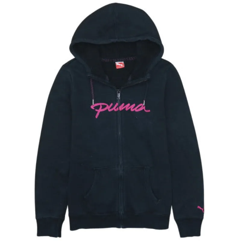 Puma Vintage 90s Spellout Black Full Zip Hoodie M Pink Logo sold by Vintage Club