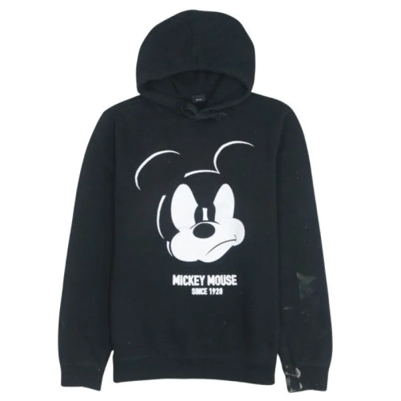 Disney 90's Black Mickey Mouse Small Pullover Hoodie Men's Sweatshirt sold by Vintage Club
