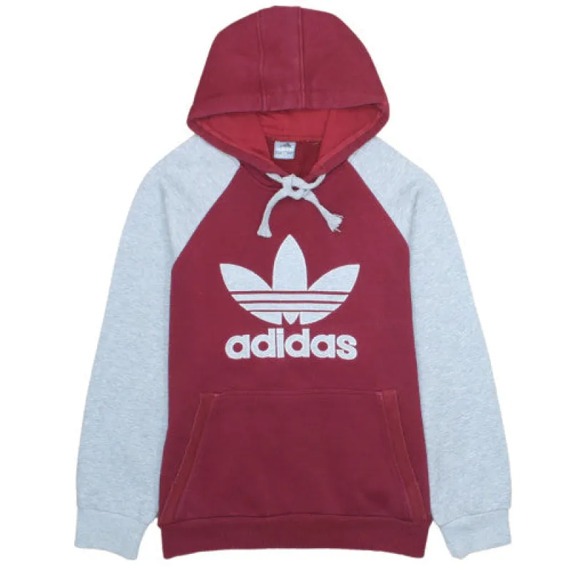 Adidas Women's Burgundy Pullover Hoodie 90's Vintage XXL Embroidered made by Adidas