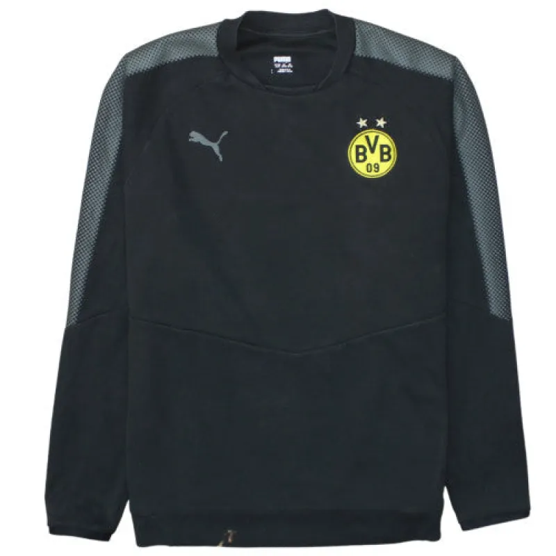 Puma Black Sweatshirt Men's XLarge BVB Dortmund Crest Printed Logos Training Top Jumper made by Puma