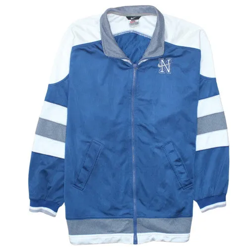 Nike Blue Full Zip Jacket Men's Medium Embroidered Logo Stripe Sleeves Track Top sold by Vintage Club
