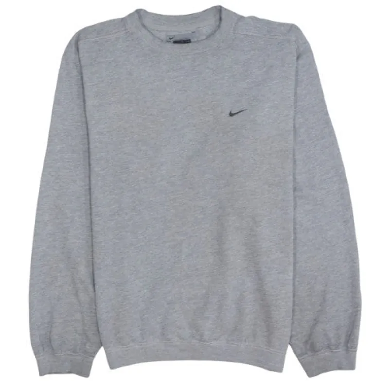 Nike Women's Sweatshirt Light Grey XLarge Embroidered Swoosh Logo Crewneck Pullover Fleece Top made by Nike