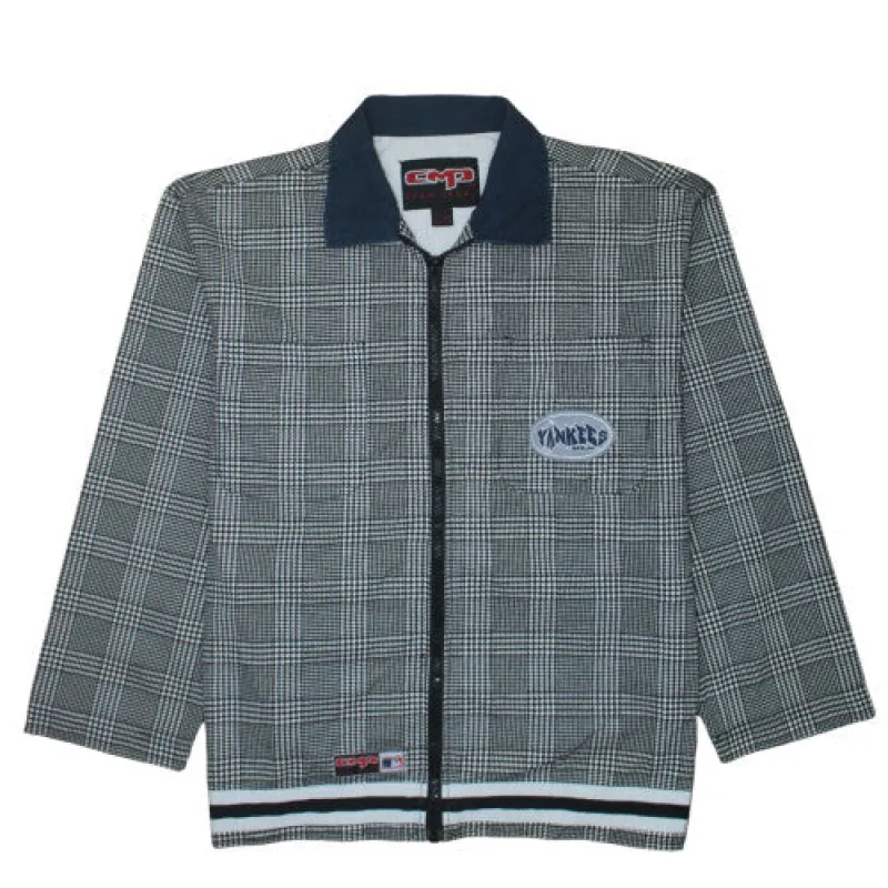 CMP Black Check Jacket Men's Large Full Zip Yankees Print Baseball Outerwear sold by Vintage Club