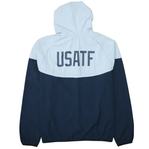Nike Navy Blue Hooded Jacket Women’s XLarge USATF Printed Logo Zip Windbreaker sold by Vintage Club product image thumbnail 2