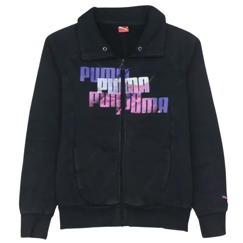 Puma 90's Black Cotton Spellout Full Zip Sweatshirt Women's XL made by Puma