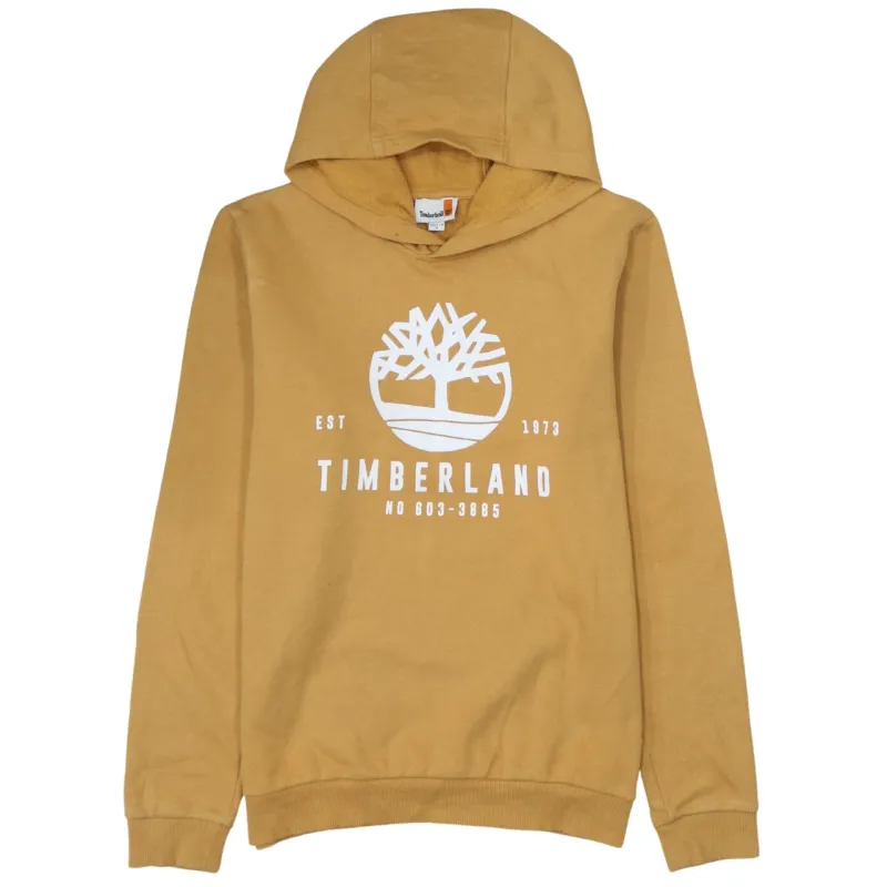 Vintage Timberland 90's Yellow Spellout Hoodie, Medium, Classic Style made by Timberland