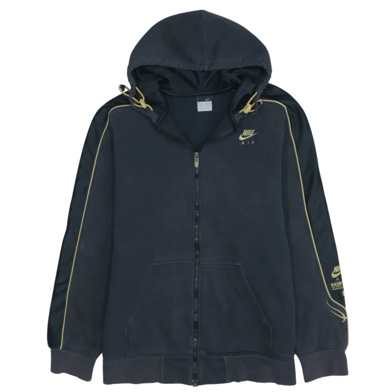 Nike Men's Medium 90s Vintage Swoosh Full Zip Black Hoodie Retro Style sold by Vintage Club