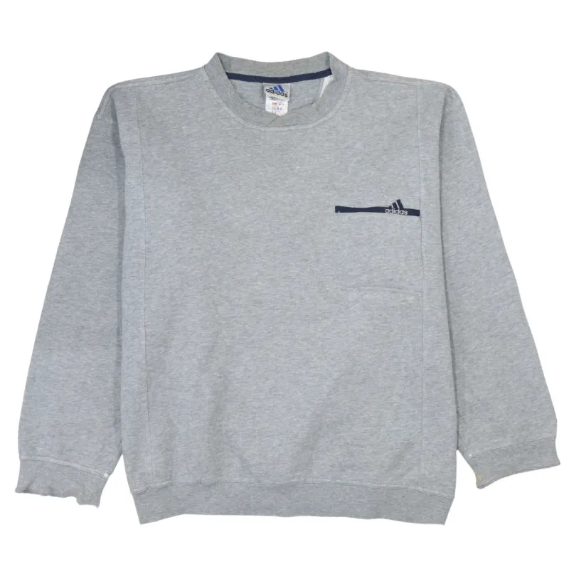 Adidas Vintage 90s Men's Grey Crew Neck Sweatshirt Cotton Size M made by Adidas