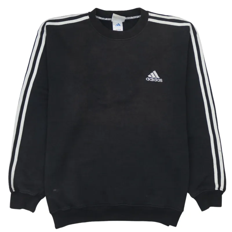 Adidas Men's Vintage 90s Striped Sleeve Crew Neck Black Sweatshirt L made by Adidas