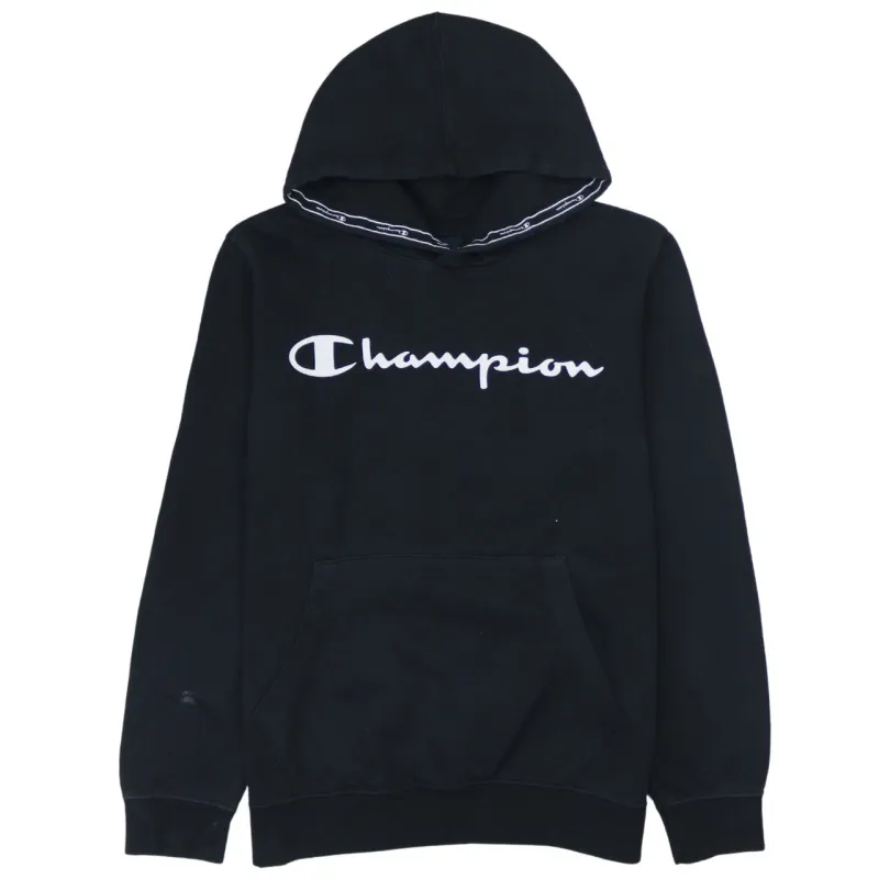Champion 90s Women's XLarge Black Vintage Spellout Pullover Hoodie sold by Vintage Club