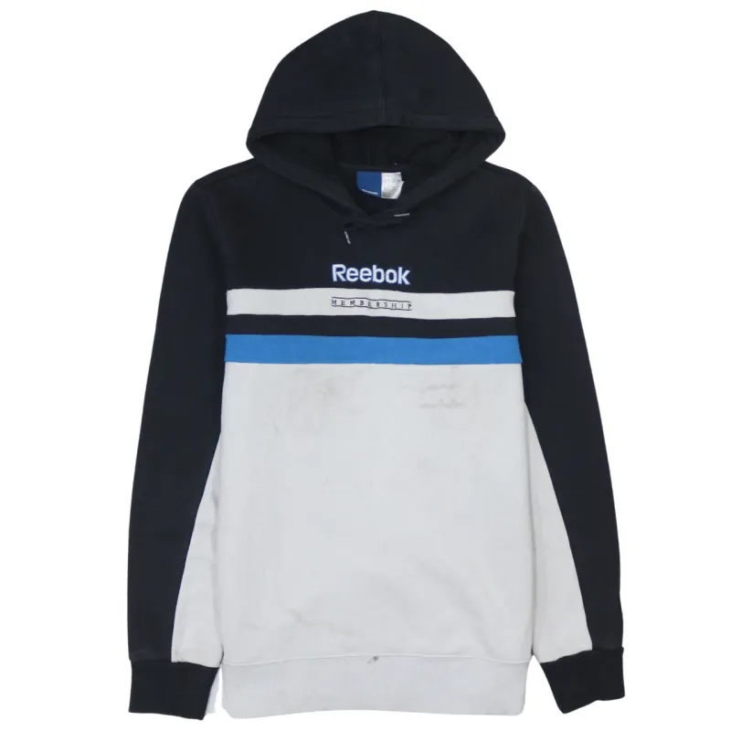 Vintage Reebok 90s Black Spellout Pullover Hoodie Small Retro Cotton made by Reebok