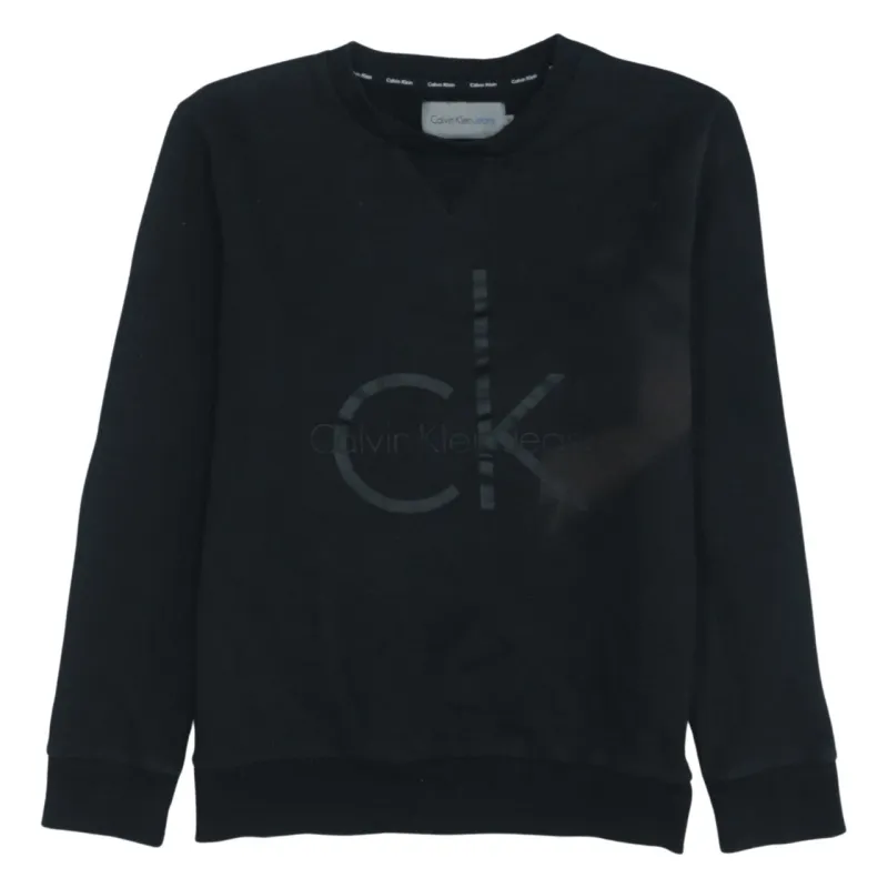 Vintage Calvin Klein 90s Black Spellout Sweatshirt, Medium, Iconic Fashion made by Calvin Klein