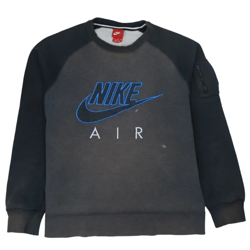 Vintage 90's Nike Black Sweatshirt XL, Center Swoosh Crew Neck Cotton made by Nike