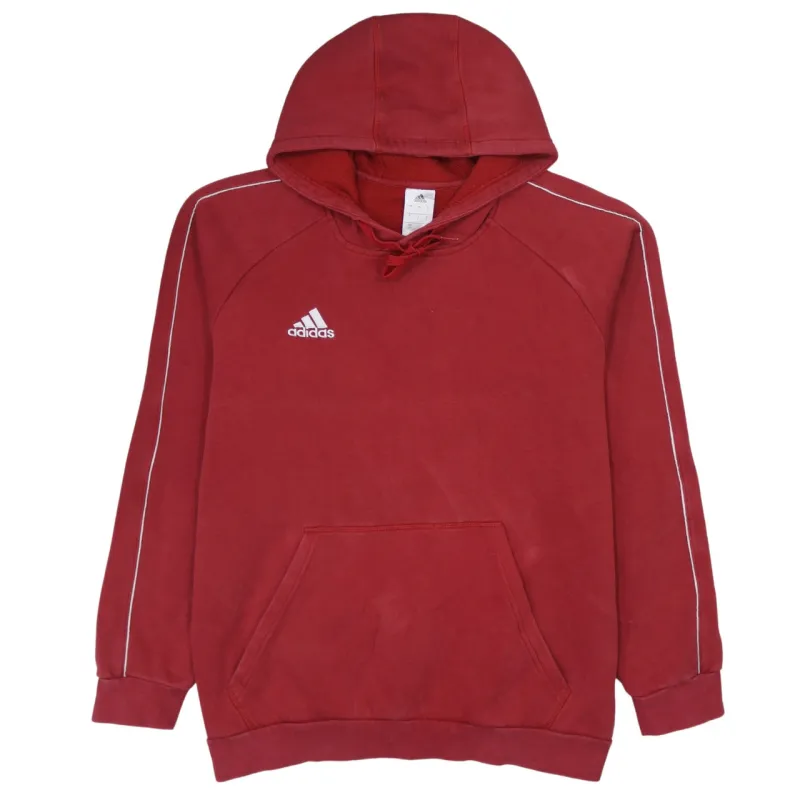 Adidas Vintage 90's Red Pullover Hoodie Large with Pockets & Drawstring made by Adidas