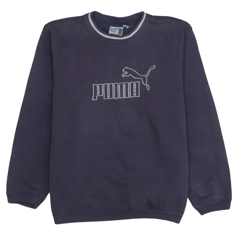 Vintage 90s Puma XLarge Crew Neck Spellout Sweatshirt Purple Cotton sold by Vintage Club