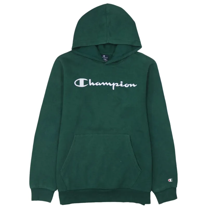 Vintage 90's Champion Women XL Spellout Green Cotton Hoodie Pullover sold by Vintage Club