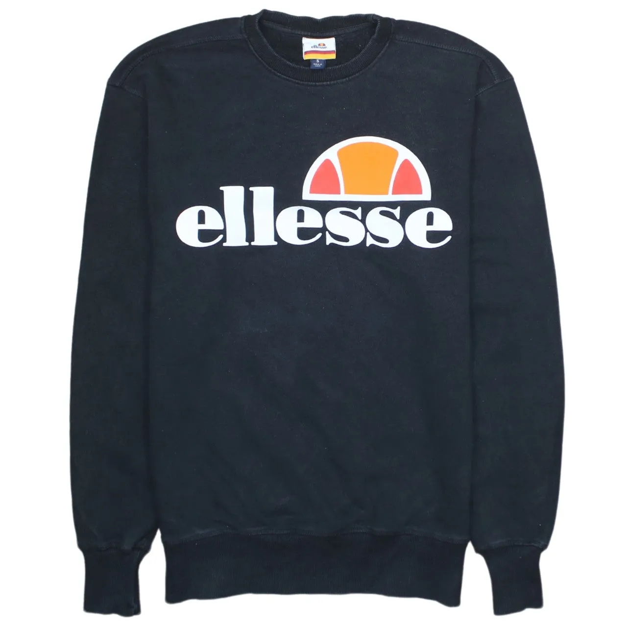 Vintage Ellesse 90s Spellout Crew Neck Sweatshirt, Small Black Cotton sold by Vintage Club