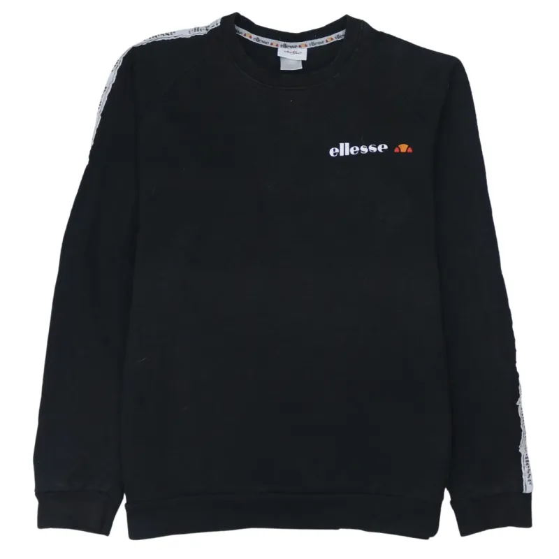 Ellesse Women's Medium Black 90's Vintage Crew Neck Cotton Sweatshirt made by Ellesse