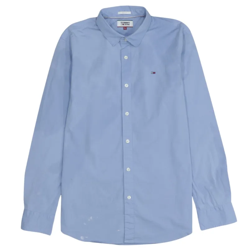 Tommy Hilfiger 90s Men's Large Blue Cotton Long Sleeve Shirt sold by Vintage Club