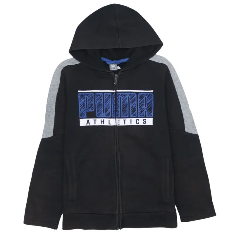 Puma Women's 90's Spellout XLarge Black Cotton Zip Hoodie Vintage made by Puma