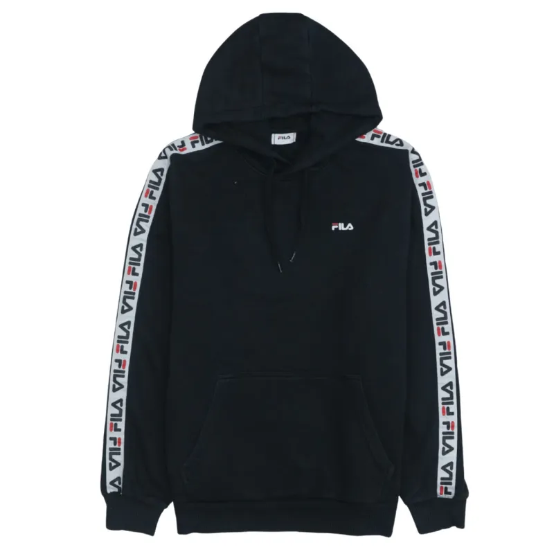 Fila Vintage 90's Black Small Hoodie, Pullover with Pockets & Drawstring made by Fila