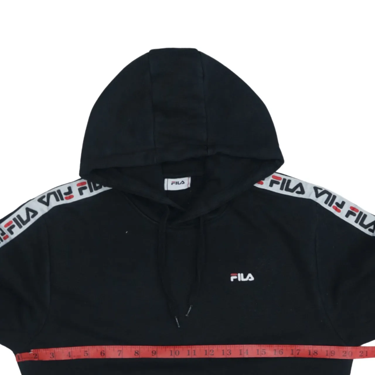 Fila Vintage 90's Black Small Hoodie, Pullover with Pockets & Drawstring sold by Vintage Club product image thumbnail 5