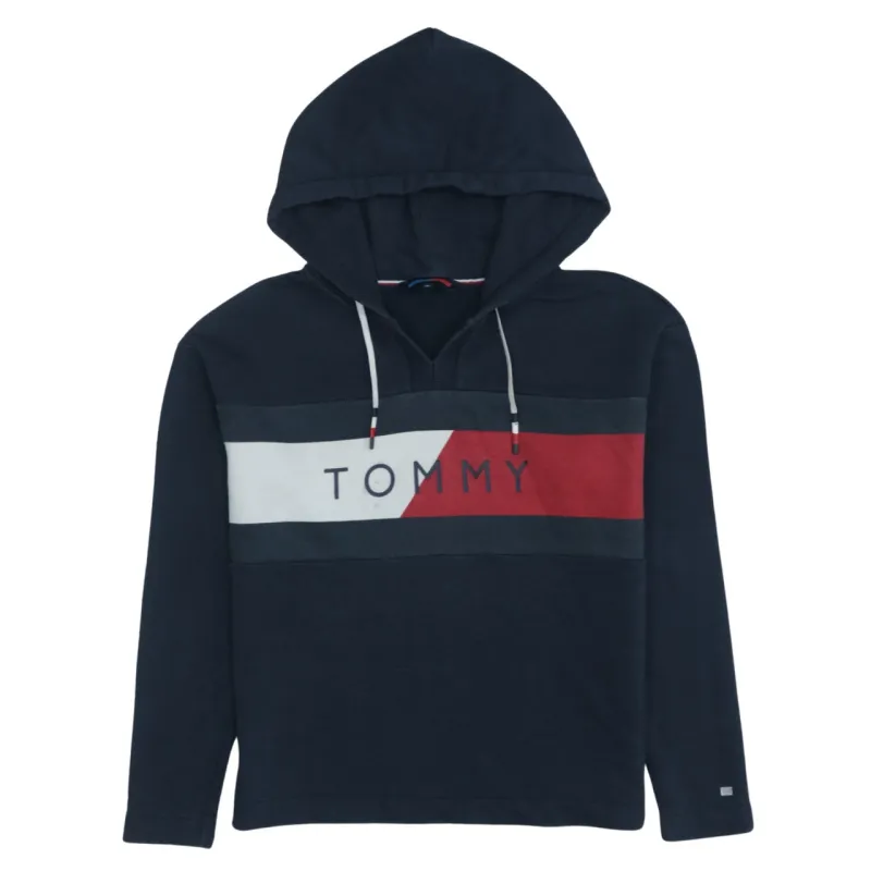 Tommy Hilfiger 90's Navy Blue Spellout Hoodie Men's Small Vintage Retro made by Tommy Hilfiger