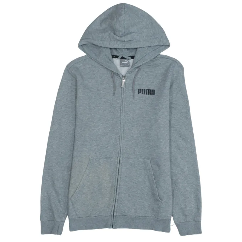 Puma 90s Men's Small Grey Cotton Zip Hoodie with Drawstring made by Puma