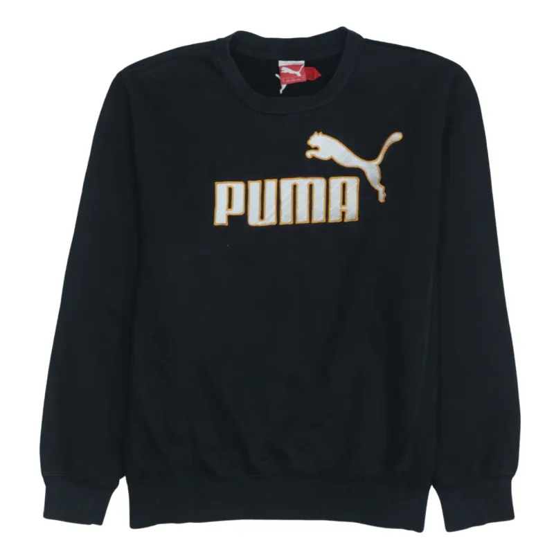 Puma Black Spellout Crew Neck Sweatshirt Large 90s Retro Cotton Vintage sold by Vintage Club