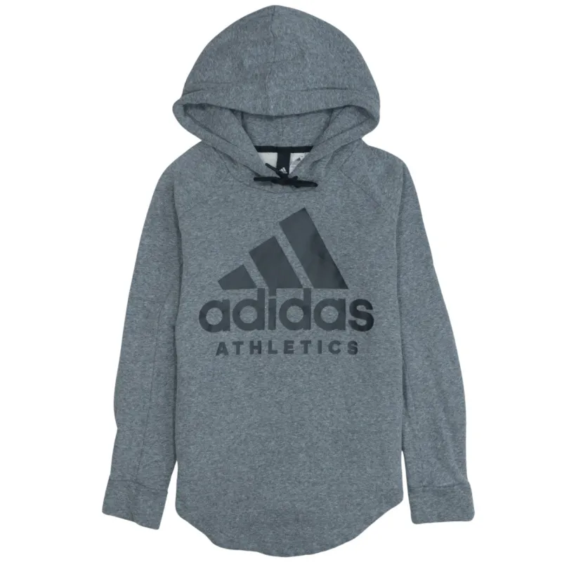 Vintage Adidas 90s Women's XS Grey Cotton Spellout Hoodie Pullover sold by Vintage Club