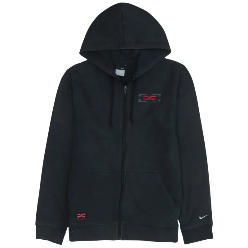 Vintage Nike 90s Black Swoosh Full Zip Hoodie Men’s Small Cotton made by Nike