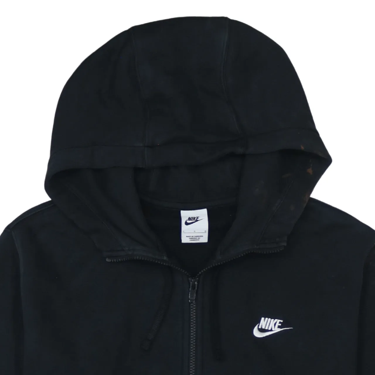Vintage Nike Men's Large 90s Black Full Zip Swoosh Cotton Hoodie sold by Vintage Club product image thumbnail 3